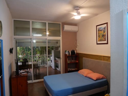 Studio bedroom with sea view balcony at Studio Face Marina in Saint-François, Guadeloupe