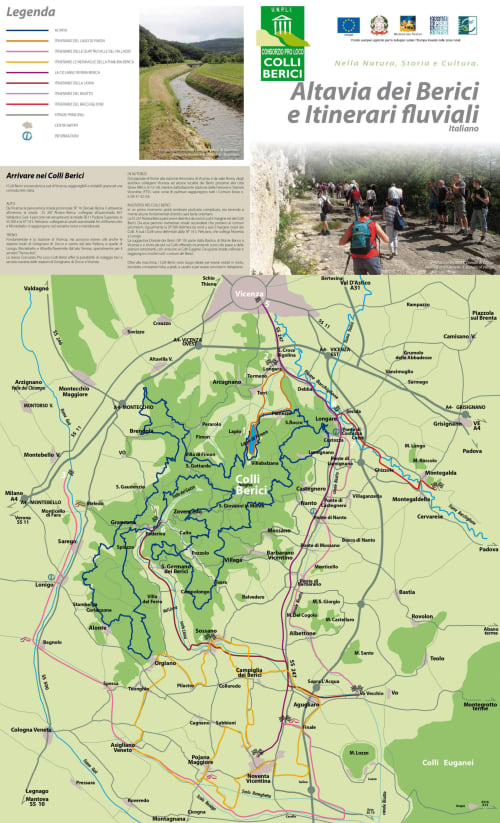 Mappa dell'Altavia dei Berici e itinerari fluviali vicino a Cologna Veneta, Veneto Italia