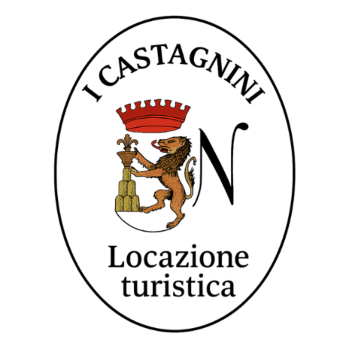 Logo I Castagnini con stemma di leone araldico, affittacamere turistico a Montecatini Val di Cecina