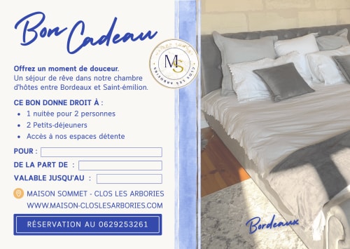 bon cadeau chambre d'hotes pour séjour en amoureux bordeaux