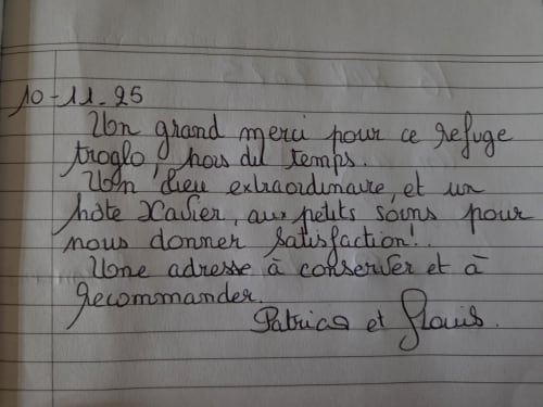 Livre d'Or 2025 du Val de Loire aux Gîtes troglodytiques de la Rochère à Noizay,