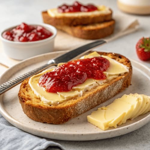 Goldene Frühstücksbrotscheiben im Loup Castel, zwischen Bar-sur-Loup und Grasse im Herzen der Provence