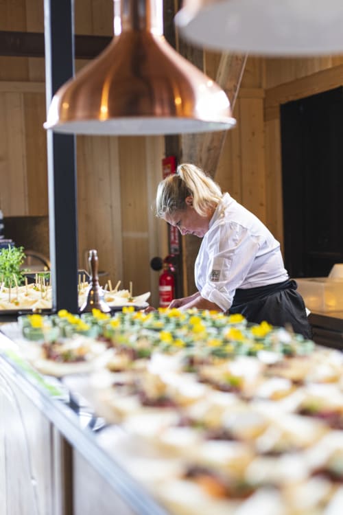 Chef preparing gourmet canapés at Domaine du Tertre Ychot, Dol de Bretagne