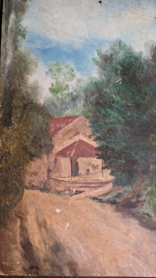 Petite peinture représentant la chapelle Ste Marie au 17ème avant la reconstruction au 19ème
