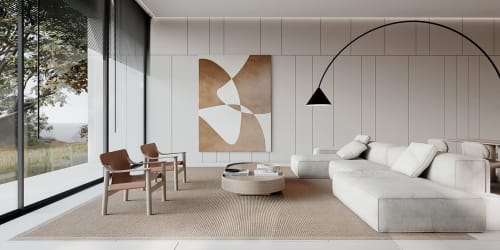 Espace intérieur contemporain aux lignes architecturales épurées, illustrant une esthétique résidentielle sobre et élégante.