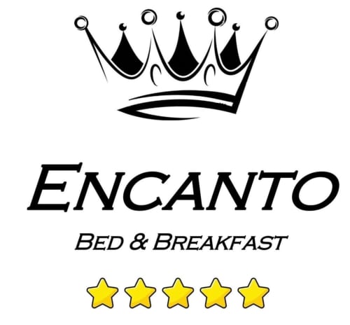 Logo di lusso dell'Encanto Bed & Breakfast Napoli con corona e valutazione a cinque stelle