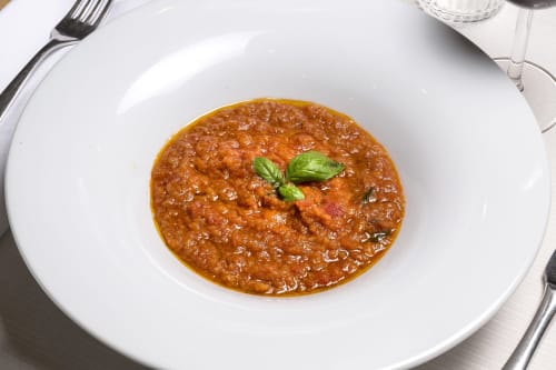 Risotto dish with fresh basil at Palazzo Belvedere, Chianciano Terme, Italy
