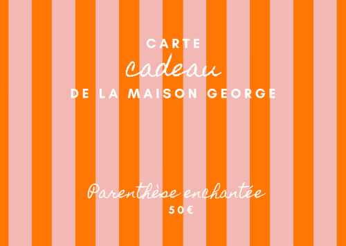Carte cadeau La Maison George 50€ aux rayures orange et rose pour l'hôtel de Flavigny sur Ozerain