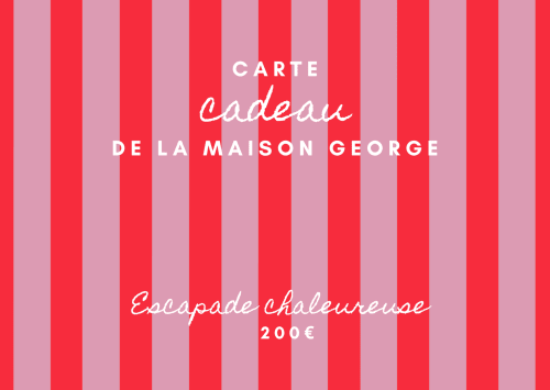 Carte cadeau La Maison George offre séjour 200€ à rayures rouge et rose