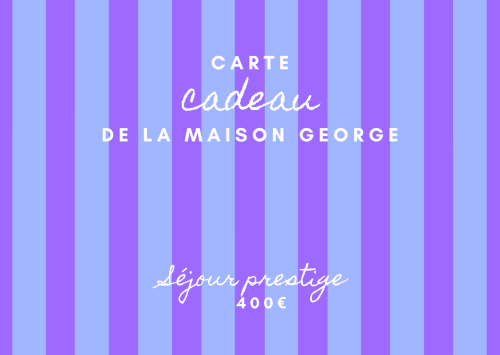 Carte-cadeau La Maison George avec fond à rayures violettes, offre prestige 400€ à Flavigny sur Ozerain