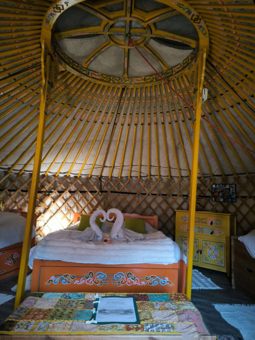 yourte mongole habitat nomade intérieur traditionnelle nuit séjour nature foret montagne  charme hébergement  romantique chaleureux cosy expérience unique tourisme durable déconnexion écologique Provence alpes maritimes var France