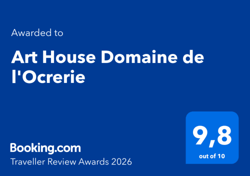 Booking.com-Auszeichnungszertifikat für Art House Domaine de l'Ocrerie in Pourrain, Frankreich, mit Bewertung 9,8/10