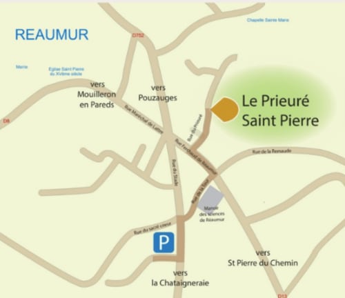 Plan d'accès au Prieuré dans Réaumur