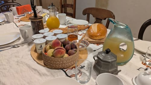 Le petit déjeuner au Prieuré, produits frais, maisons ou locaux
