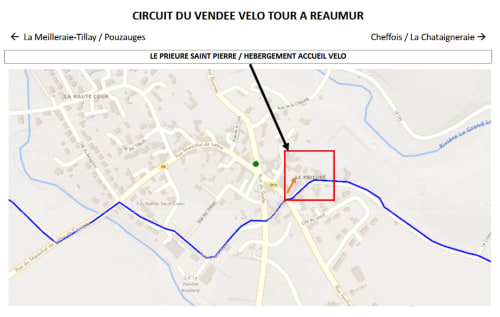 Carte du passage du Vendée Vélo Tour avec l'accès au Prieuré