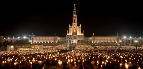 Candlelit vigil at Fátima Sanctuary near Quinta da Alcaidaria-Mór in Ourém, Portugal