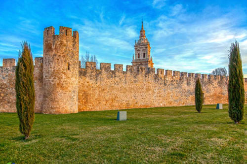 Muralla Con Torreón Y Catedral al fondo En el Burgo de osma