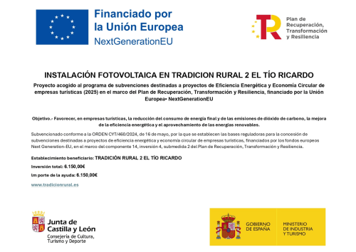 Proyecto de instalación fotovoltaica para Tradición Rural 2, El Tío Ricardo, Nieva. Iniciativa de eficiencia energética financiada por la UE.