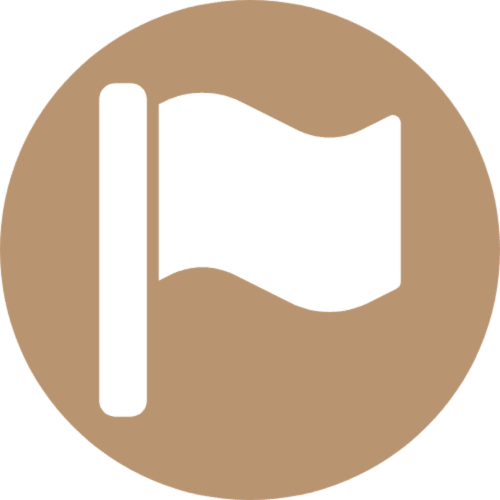 Icono de bandera blanca en círculo beige para hotel Escanda Building Solutions