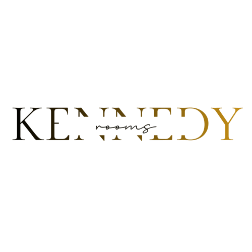 Kea Lady Rooms logo featuring elegant serif typography in black and gold with cursive 'rooms' text on white background