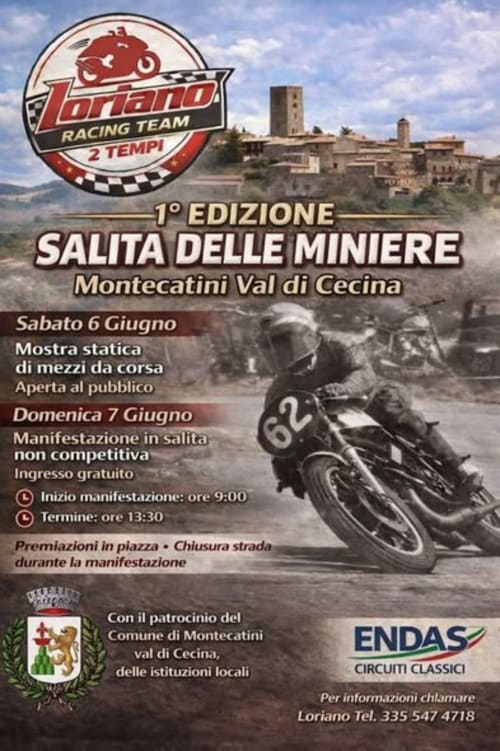 Poster dell'evento motociclistico Loriano Racing Team a Montecatini Val di Cecina, 6-7 giugno