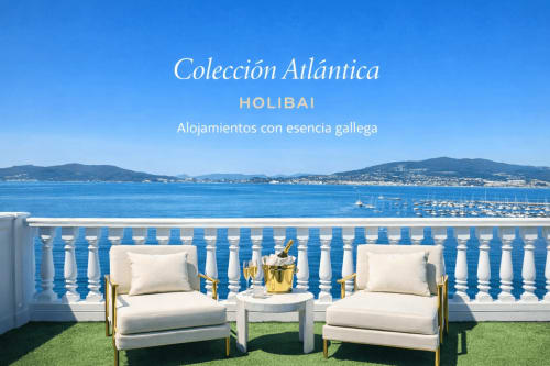 Terraza con vistas al mar en Holibai en Baiona 