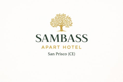Logo SambaSS Apart Hotel con emblema dorato dell'albero, branding della location San Prisco