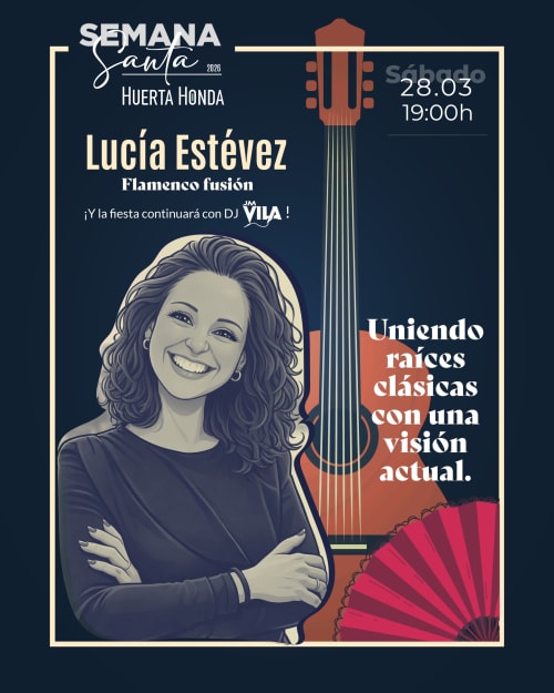 Actuación de fusión flamenco de Lucía Estévez en Huerta Honda, Zafra - Semana Santa 2025