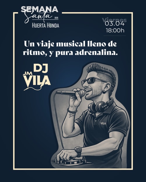 DJ Jm Vila actúa en el evento Huerta Honda Semana Santa 2025 en Zafra, Badajoz