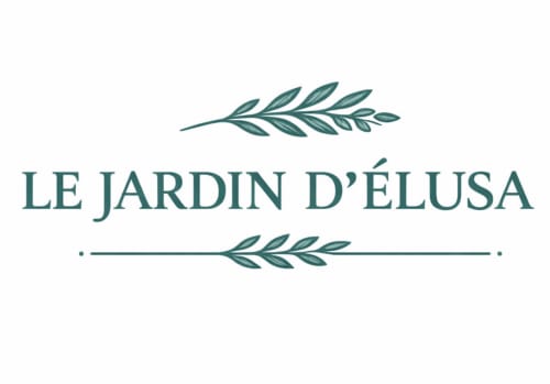 Logo du Jardin d'Elusa avec feuille bleu-vert, gîte et chambres d'hôtes à Eauze, France