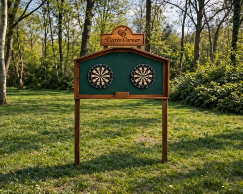 Outdoor-Dartspiel-Board bei Les Lodges de Vaugrigneuse, ein französisches Landgasthof mit Freizeitaktivitäten