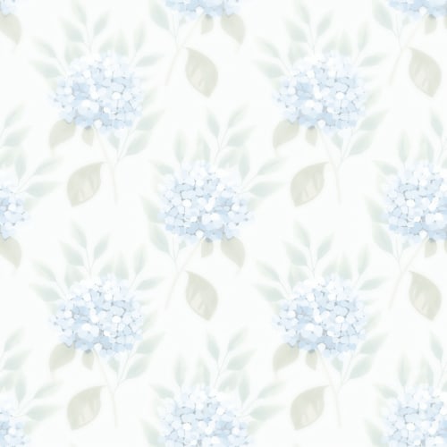 Papier peint à motif floral d'hortensias bleus délicats aux Hortensias, gîte à Bourbonne-les-Bains