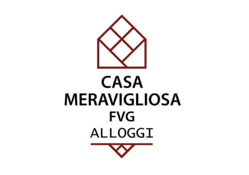 Casa Meravigliosa logo with house icon and window design, FVG Alloggi, Fontanafredda accommodations