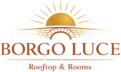 Logo di Borgo Luce Rooftop & Rooms con sole e ponte, boutique hotel a Francavilla Marittima