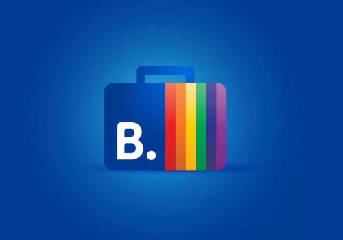 Logo Villa Mirano B&B avec valise arc-en-ciel, hospitalité à Piossasco
