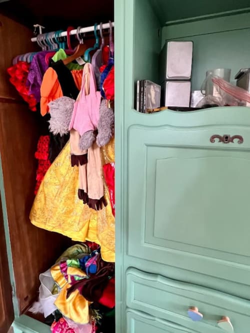Children's costumes available in a family-run holiday cottage in the Dordogne
