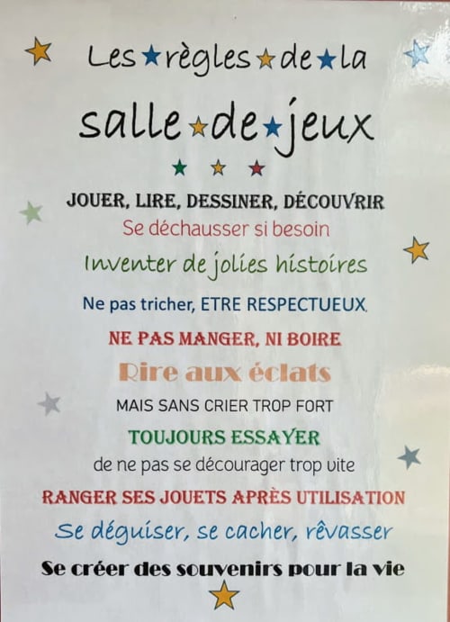 Règles de la salle de jeux pour enfants dans un gîte en Dordogne