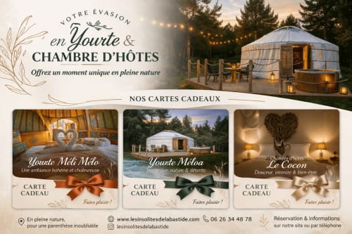 Cartes cadeaux Les Insolites de la Bastide : yourtes et chambres d'hôtes pour escapades nature