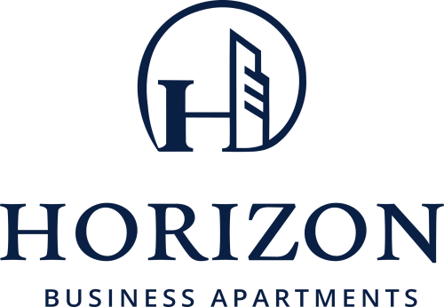 Horizon Business Apartments logo with H and building design for Vista Del Mar in Sainte-Anne