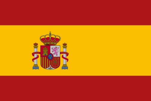 Spanish flag with red and yellow stripes and national coat of arms at Madelines Accommodation, Wicklow