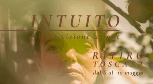 Manifesto d'arte rinascimentale italiana per il ritiro Podere di Maggio in Toscana, annuncio evento 6-10 maggio