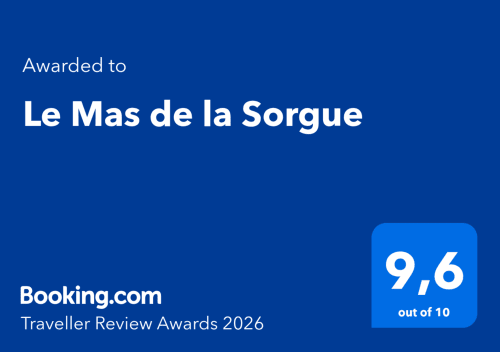 Le Mas de la Sorgue récompensé 9,6/10 aux Traveller Review Awards 2026 de Booking.com