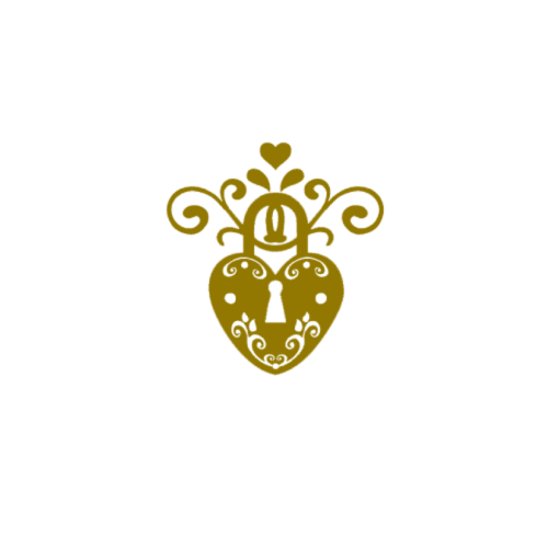 Élégant cadenas doré en forme de cœur avec couronne et clé pour La Maison Defendue, Tessy-Bocage