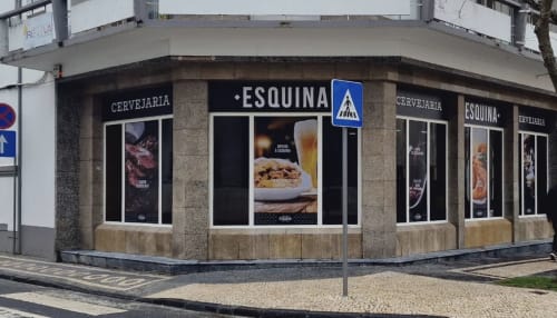 Esquina cervejaria storefront with beer and snacks at Golden Mermaid Villa, Portugal