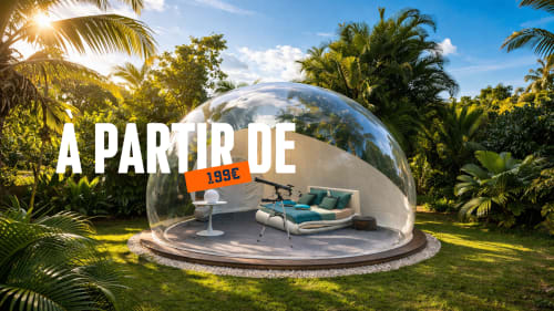 Bubble cottage transparent avec lit et spa dans un jardin tropical, Riviera BnB Martinique