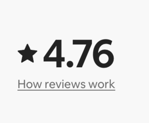 4.76 star rating with 'How reviews work' link for 2 Doves Holiday Property Beach House cottage in Cornwall
