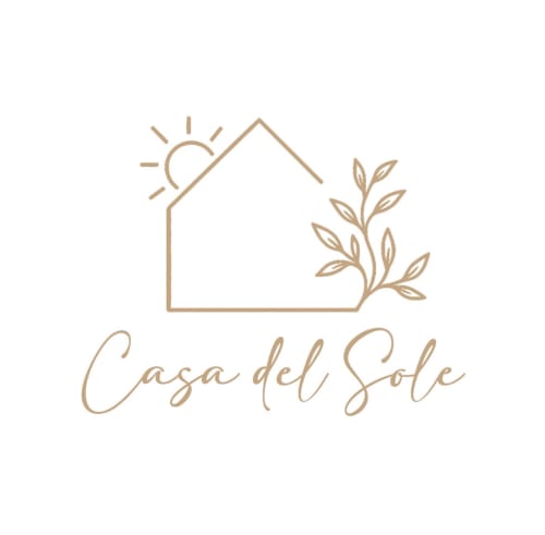 Logo Casa del Sole con sagoma di casa, sole e piante, B&B a Foggia