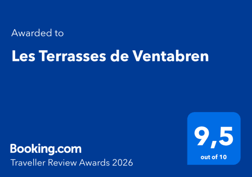Booking.com award certificate for Les Terrasses de Ventabren, France - 9.5/10 rating 2026
