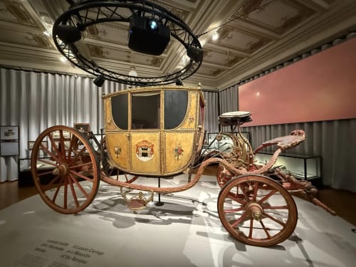 Historic ornate carriage exhibit at Golden Mermaid Villa, Ribeirinha Portugal
