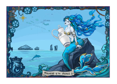 Mermaid illustration for Golden Mermaid Villa, a charming bed and breakfast in Ribeirinha, Azores, Portugal